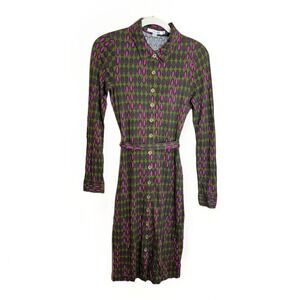 Boden Carnaby Midi Shirt Dress button up Olive Green Sz 2 teacher Preppy Career